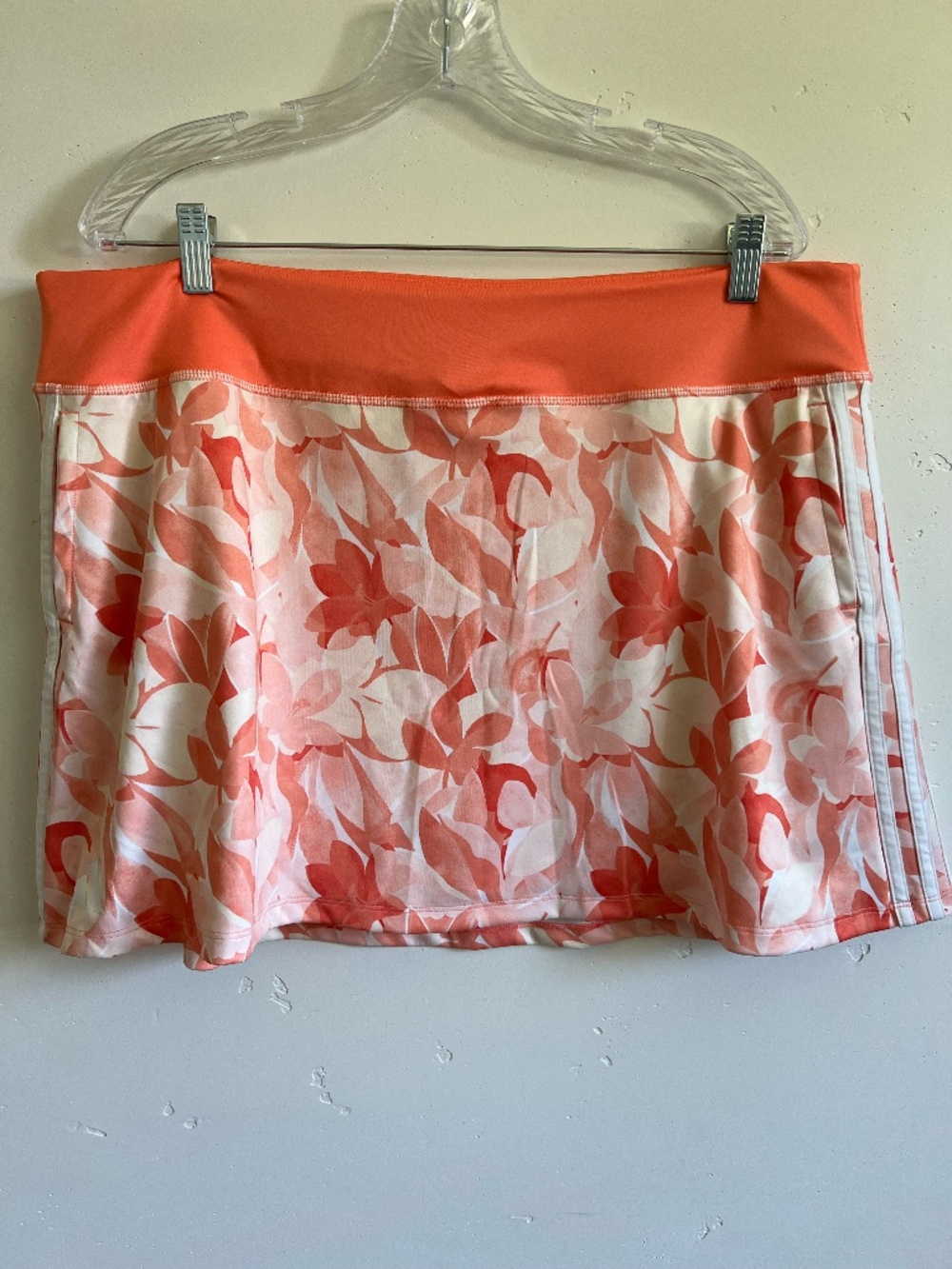 Adidas XL Orange Floral Athletic Tennis Skirt Skort